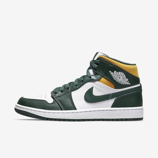 Jordan Scarpe Uomo Nike Air Jordan 1 Mid Verdi Bianche | NK205FEL