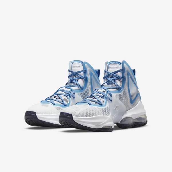 Scarpe Da Basket Bambino Nike LeBron 19 Older Bianche Blu | NK814UAJ