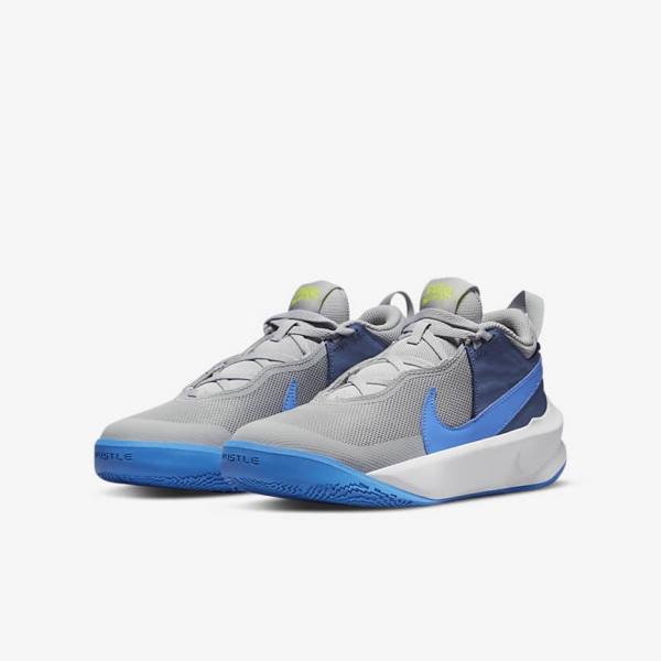 Scarpe Da Basket Bambino Nike Team Hustle D 10 Older Grigie Blu Marino Verdi Blu | NK740BSW