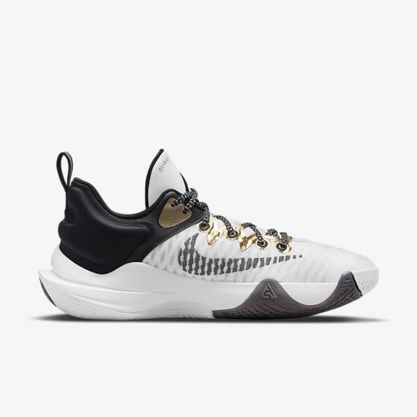 Scarpe Da Basket Uomo Nike Giannis Immortality Bianche Nere Metal Oro | NK072MEY