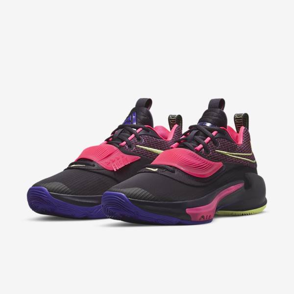 Scarpe Da Basket Uomo Nike Zoom Freak 3 Viola Rosa Viola Lemon Chiaro | NK679EZU