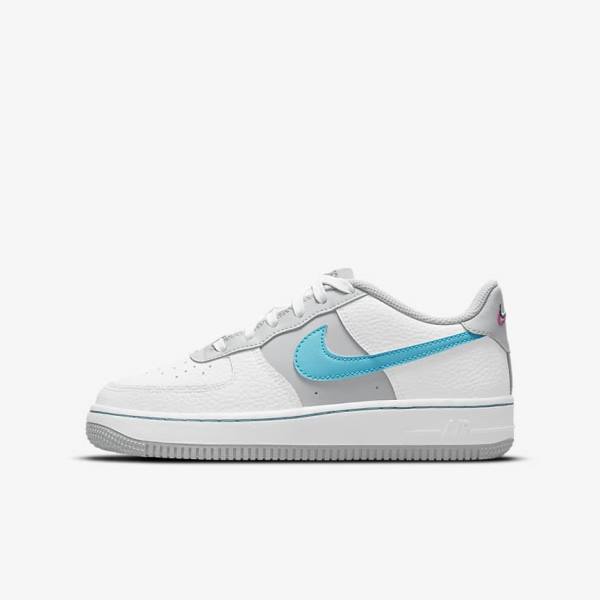 Scarpe Da Ginnastica Bambino Nike Air Force 1 EMB Older Bianche Grigie Verde Acqua Blu | NK935GDL