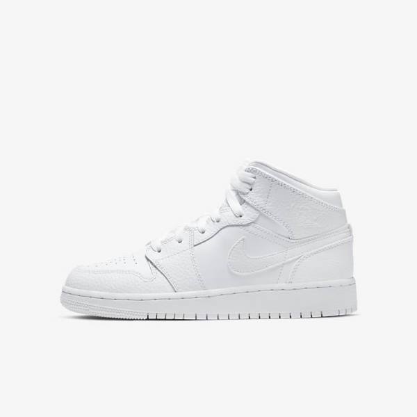 Scarpe Da Ginnastica Bambino Nike Air Jordan 1 Mid Older Bianche | NK036BEY