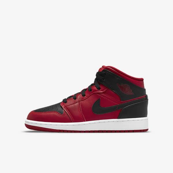 Scarpe Da Ginnastica Bambino Nike Air Jordan 1 Mid Older Rosse Bianche Nere | NK789GXC