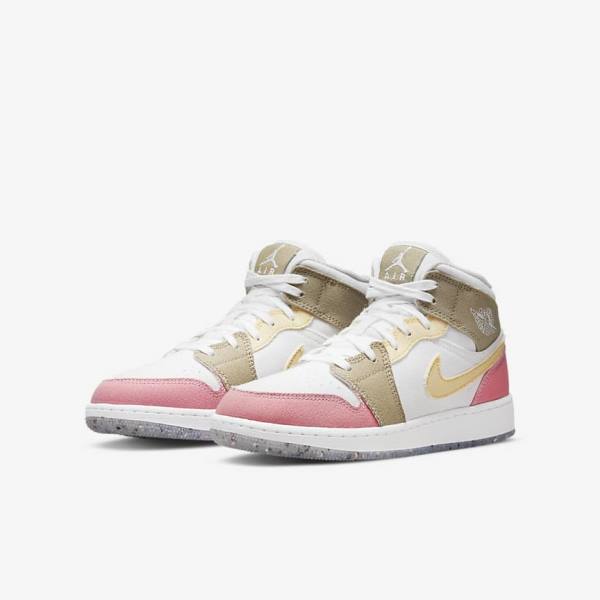 Scarpe Da Ginnastica Bambino Nike Air Jordan 1 Mid SE Older Bianche Verdi | NK795RLB