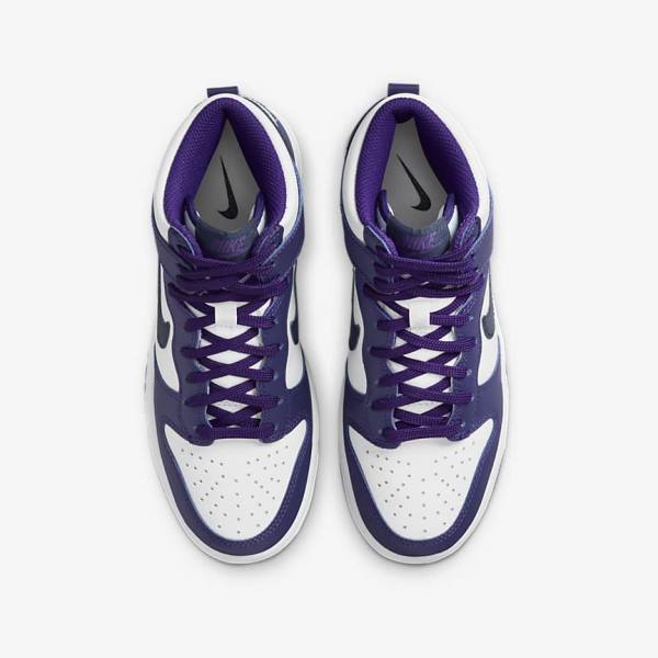 Scarpe Da Ginnastica Bambino Nike Dunk High Older Bianche Viola Blu Marino | NK458UVZ