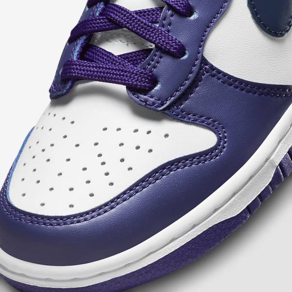 Scarpe Da Ginnastica Bambino Nike Dunk High Older Bianche Viola Blu Marino | NK458UVZ