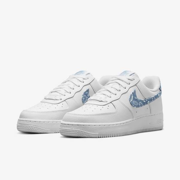 Scarpe Da Ginnastica Donna Nike Air Force 1 07 Essential Bianche Blu | NK240QEF