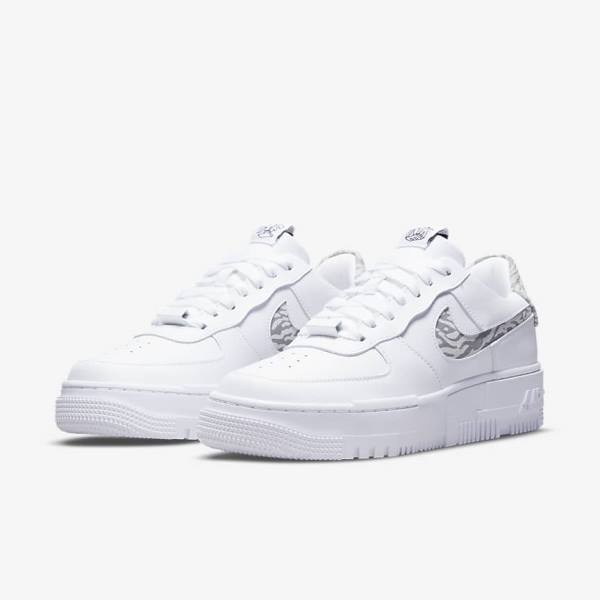 Scarpe Da Ginnastica Donna Nike Air Force 1 Pixel SE Bianche Grigie Bianche | NK761HTV