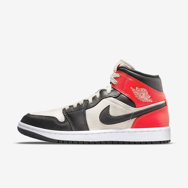 Scarpe Da Ginnastica Donna Nike Air Jordan 1 Mid SE Marroni Chiaro Rosse Chiaro Bianche | NK169WIN