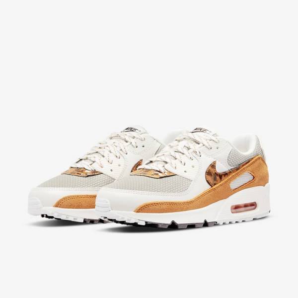 Scarpe Da Ginnastica Donna Nike Air Max 90 Marroni Beige Chiaro Gialle | NK350UYA