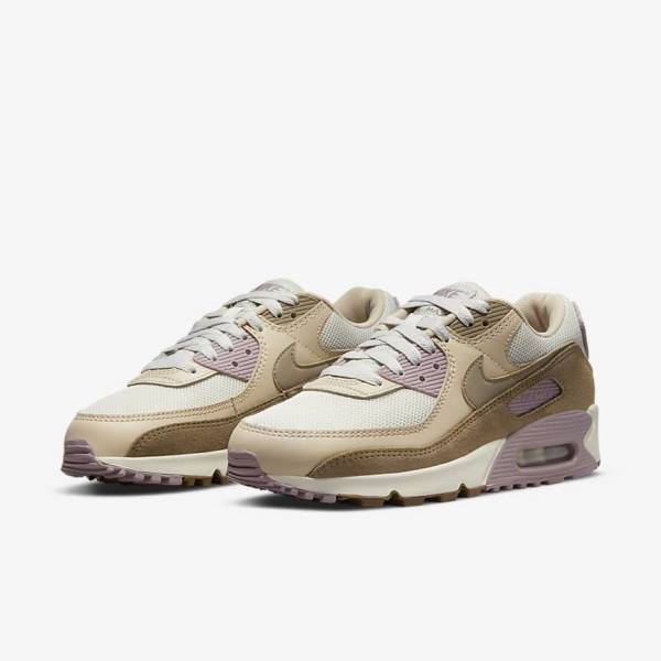 Scarpe Da Ginnastica Donna Nike Air Max 90 Marroni Viola Chiaro Khaki | NK813DHM