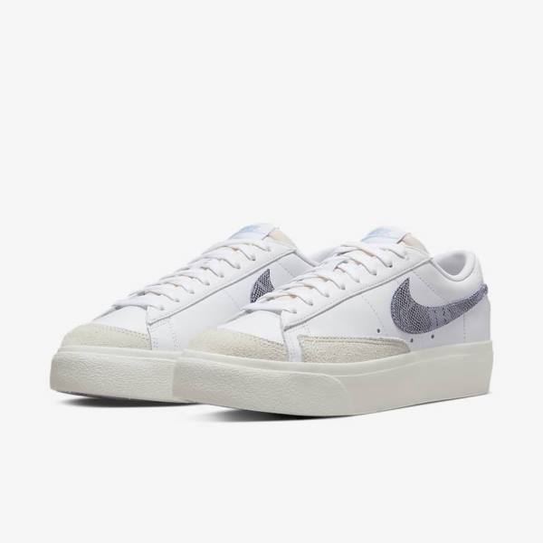 Scarpe Da Ginnastica Donna Nike Blazer Low Platform Bianche Blu Chiaro | NK584QEM