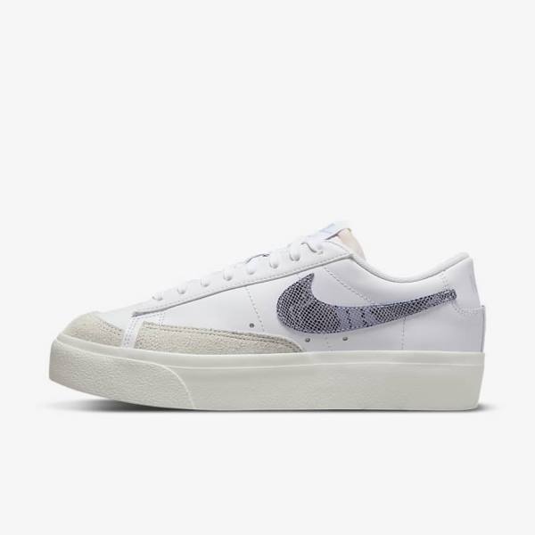 Scarpe Da Ginnastica Donna Nike Blazer Low Platform Bianche Blu Chiaro | NK584QEM