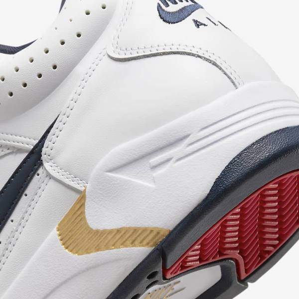 Scarpe Da Ginnastica Uomo Nike Air Flight Lite Mid Bianche Rosse Metal Oro Blu Marino | NK934DMC