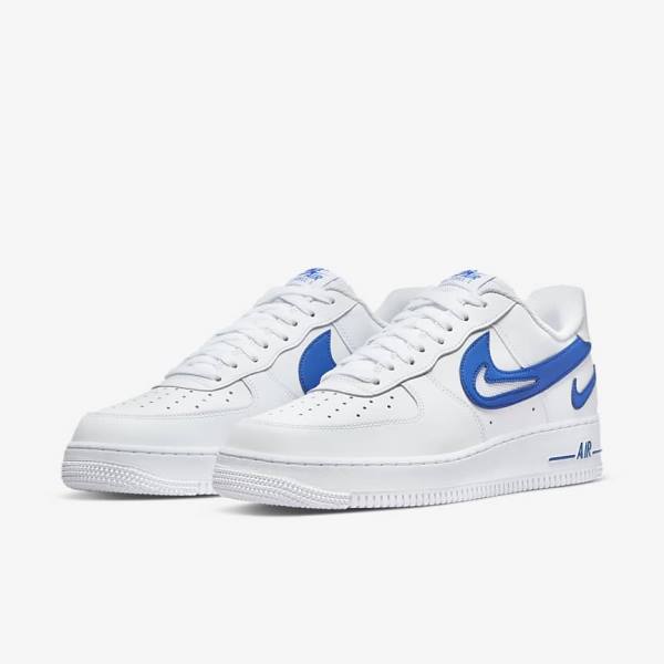 Scarpe Da Ginnastica Uomo Nike Air Force 1 07 Bianche Blu Reale | NK317DQP