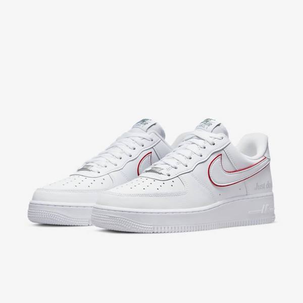 Scarpe Da Ginnastica Uomo Nike Air Force 1 Bianche Verdi Metal Argento Rosse | NK376GBY