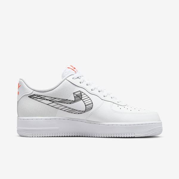 Scarpe Da Ginnastica Uomo Nike Air Force 1 07 Bianche Arancioni Platino Nere | NK493IMW