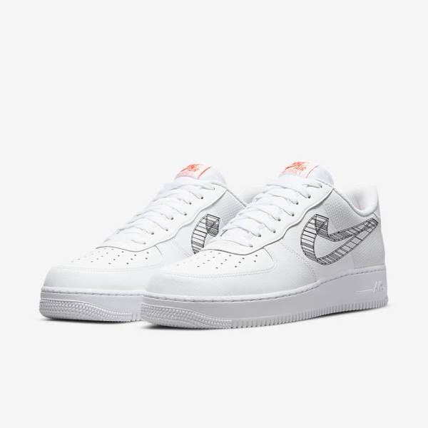 Scarpe Da Ginnastica Uomo Nike Air Force 1 07 Bianche Arancioni Platino Nere | NK493IMW