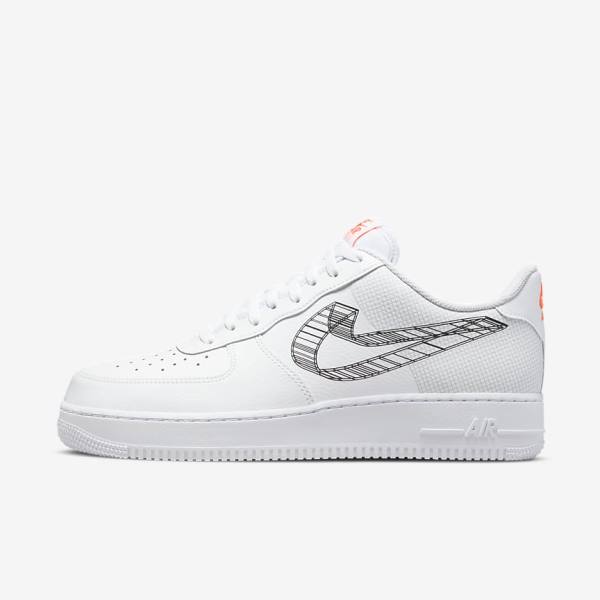 Scarpe Da Ginnastica Uomo Nike Air Force 1 07 Bianche Arancioni Platino Nere | NK493IMW