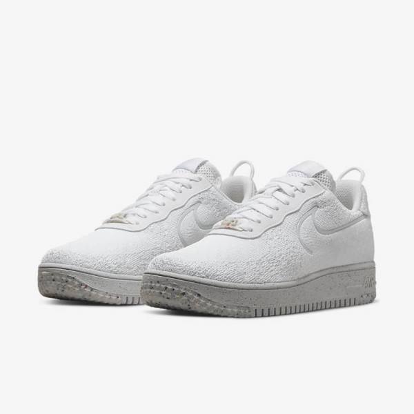 Scarpe Da Ginnastica Uomo Nike Air Force 1 Crater Flyknit Next Nature Bianche Platino Bianche | NK912UMC