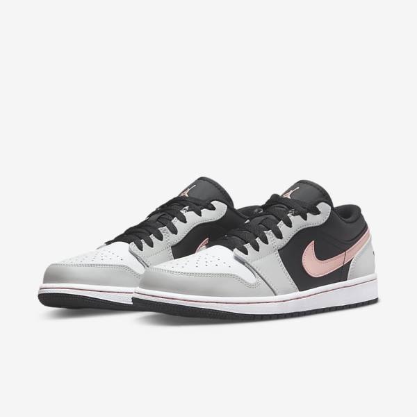 Scarpe Da Ginnastica Uomo Nike Air Jordan 1 Low Nere Grigie Bianche Corallo | NK165VHU