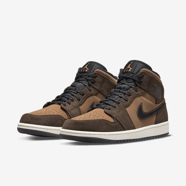 Scarpe Da Ginnastica Uomo Nike Air Jordan 1 Mid SE Cioccolato Scuro Marroni Nere Rosse | NK374XIS