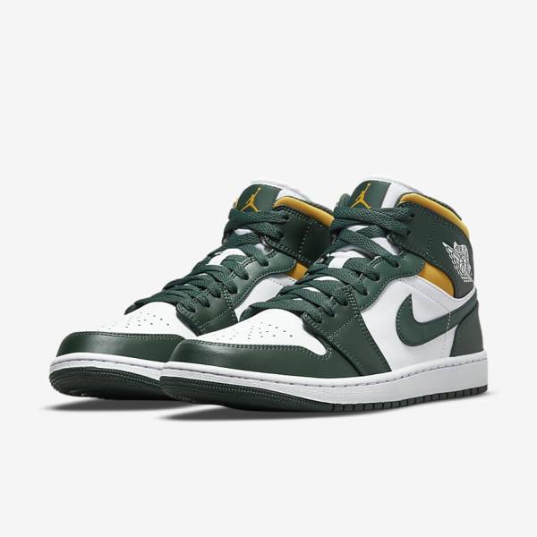 Scarpe Da Ginnastica Uomo Nike Air Jordan 1 Mid Verdi Bianche | NK921CEG