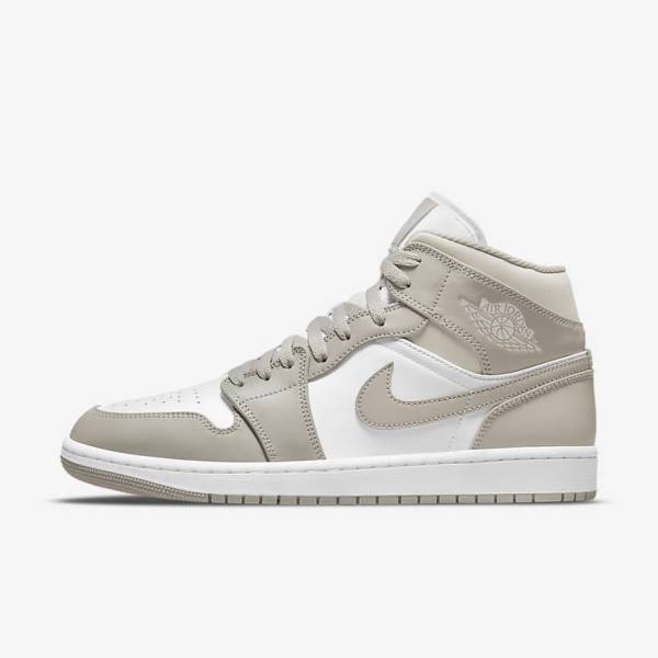 Scarpe Da Ginnastica Uomo Nike Air Jordan 1 Mid Grigie Bianche Beige Chiaro | NK928FLI