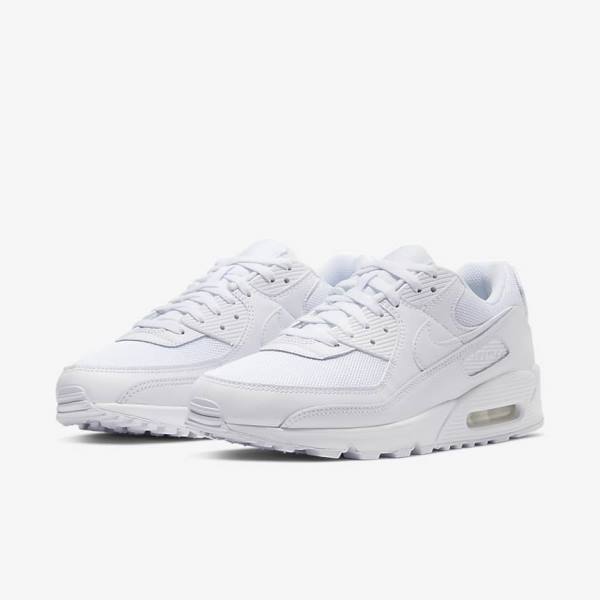 Scarpe Da Ginnastica Uomo Nike Air Max 90 Bianche Grigie Bianche | NK068EFP