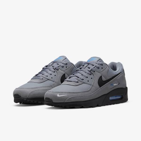 Scarpe Da Ginnastica Uomo Nike Air Max 90 Grigie Blu Chiaro Metal Argento Nere | NK195QEK