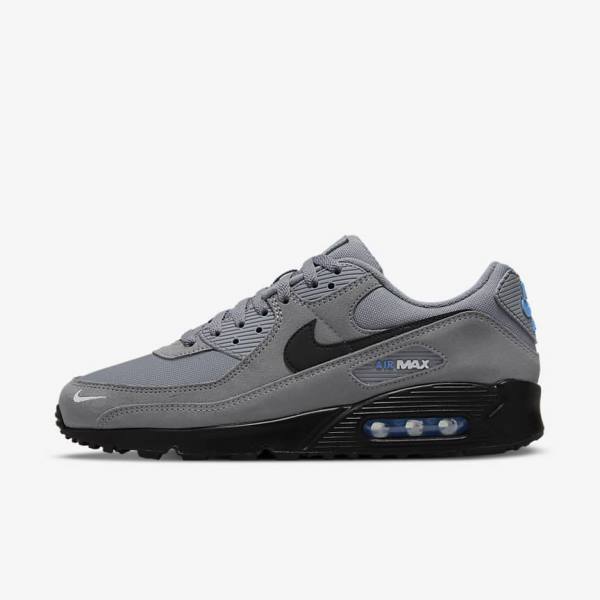 Scarpe Da Ginnastica Uomo Nike Air Max 90 Grigie Blu Chiaro Metal Argento Nere | NK195QEK