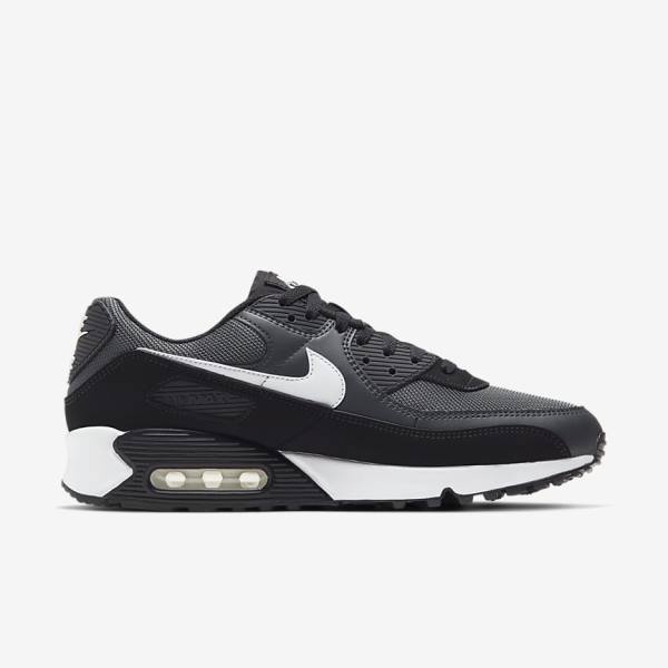 Scarpe Da Ginnastica Uomo Nike Air Max 90 Grigie Grigie Scuro Nere Bianche | NK463VEW