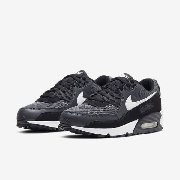 Scarpe Da Ginnastica Uomo Nike Air Max 90 Grigie Grigie Scuro Nere Bianche | NK463VEW