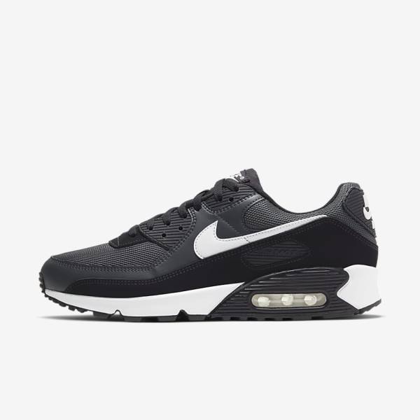 Scarpe Da Ginnastica Uomo Nike Air Max 90 Grigie Grigie Scuro Nere Bianche | NK463VEW