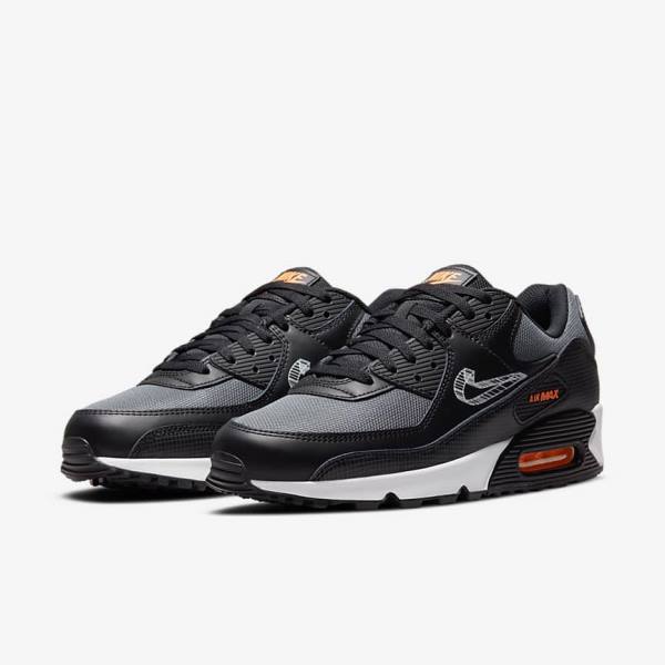 Scarpe Da Ginnastica Uomo Nike Air Max 90 Nere Arancioni Grigie Bianche | NK471SPX