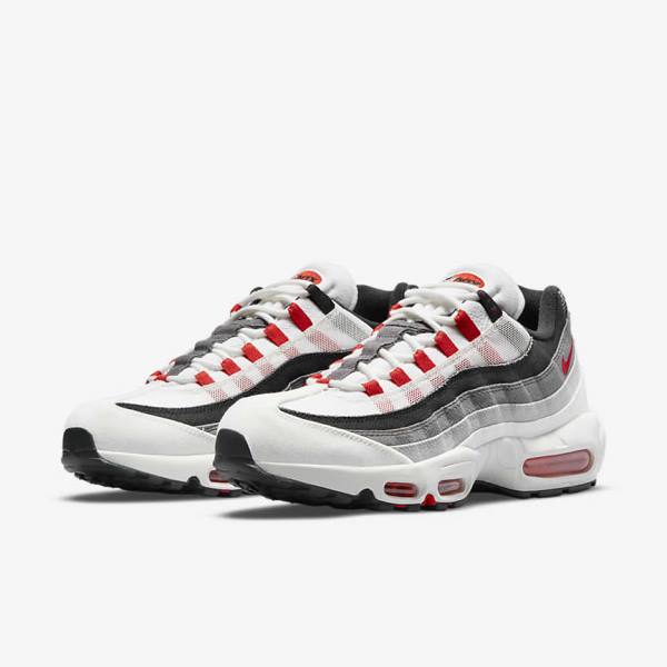 Scarpe Da Ginnastica Uomo Nike Air Max 95 Bianche Grigie Chiaro Rosse | NK845FBW