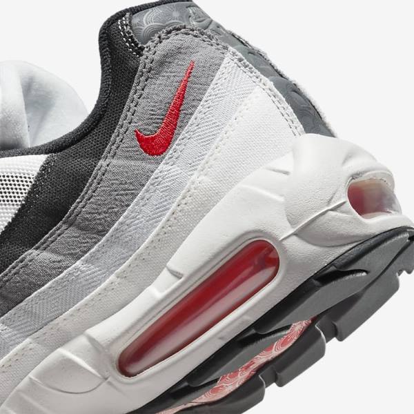 Scarpe Da Ginnastica Uomo Nike Air Max 95 Bianche Grigie Chiaro Rosse | NK845FBW