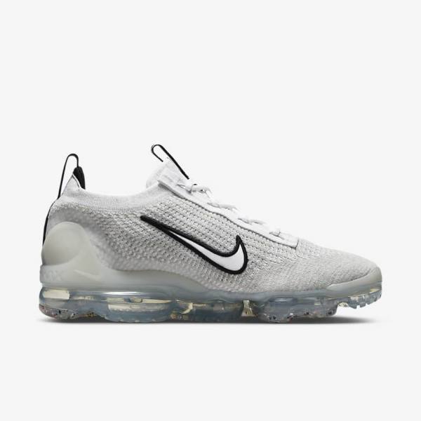 Scarpe Da Ginnastica Uomo Nike Air VaporMax 2021 FK Bianche Nere Metal Argento | NK071VDY