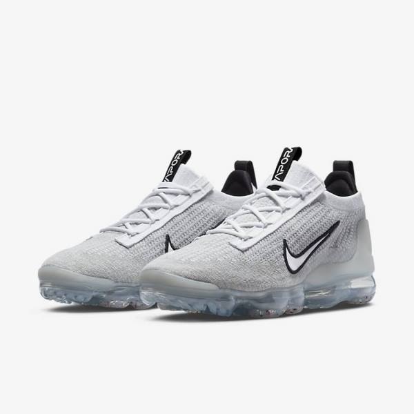 Scarpe Da Ginnastica Uomo Nike Air VaporMax 2021 FK Bianche Nere Metal Argento | NK071VDY