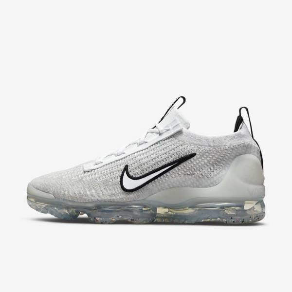 Scarpe Da Ginnastica Uomo Nike Air VaporMax 2021 FK Bianche Nere Metal Argento | NK071VDY