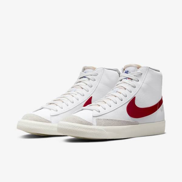 Scarpe Da Ginnastica Uomo Nike Blazer Mid 77 Bianche Grigie Chiaro Rosse | NK261AQP