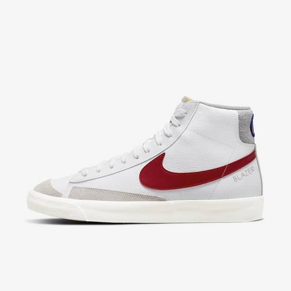 Scarpe Da Ginnastica Uomo Nike Blazer Mid 77 Bianche Grigie Chiaro Rosse | NK261AQP