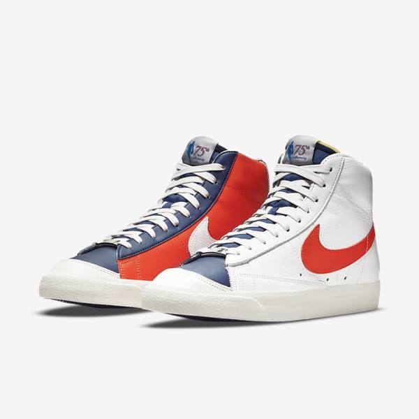 Scarpe Da Ginnastica Uomo Nike Blazer Mid 77 EMB Bianche Blu Arancioni | NK509EGK