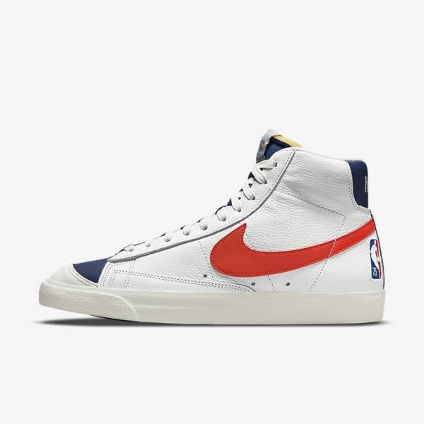 Scarpe Da Ginnastica Uomo Nike Blazer Mid 77 EMB Bianche Blu Arancioni | NK509EGK