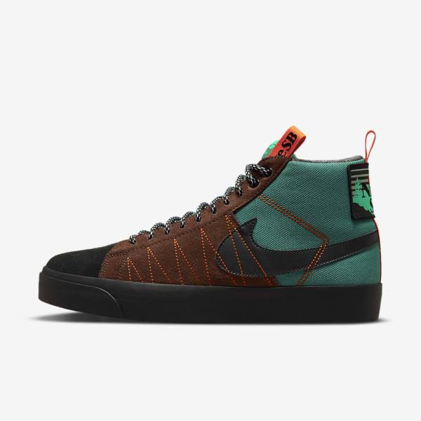 Scarpe Da Ginnastica Uomo Nike SB Zoom Blazer Mid Premium Verdi Bianche Arancioni Nere | NK210LXZ