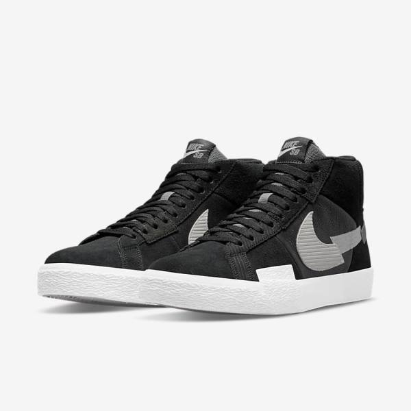 Scarpe Da Ginnastica Uomo Nike SB Zoom Blazer Mid Premium Nere Grigie Bianche | NK459VYM