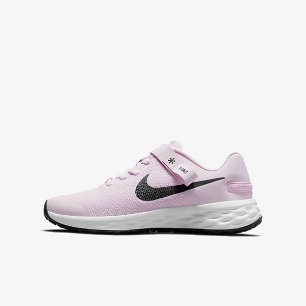 Scarpe Running Bambino Nike Revolution 6 FlyEase Older Easy On-Off Strada Rosa Nere | NK783QCF