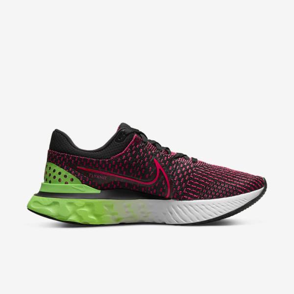 Scarpe Running Uomo Nike React Infinity Run Flyknit 3 Strada Nere Verdi Rosse | NK659EMA