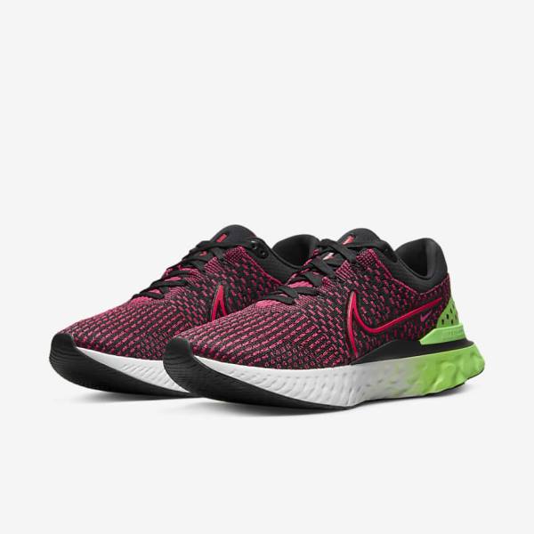 Scarpe Running Uomo Nike React Infinity Run Flyknit 3 Strada Nere Verdi Rosse | NK659EMA